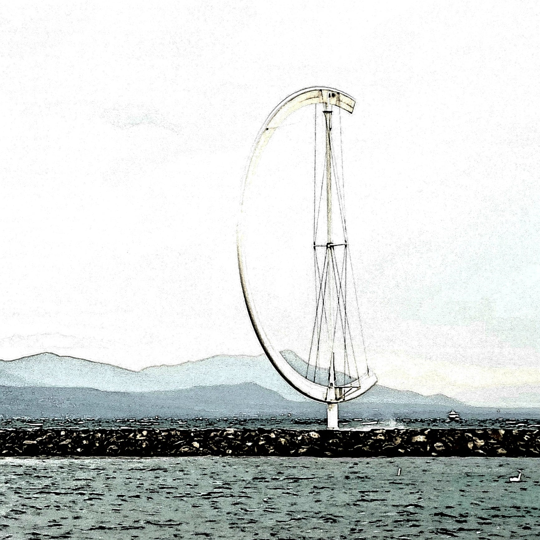 Sculpture Eole photographiée en mode BD.