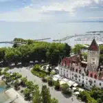 Vue aérienne Château d'Ouchy en été